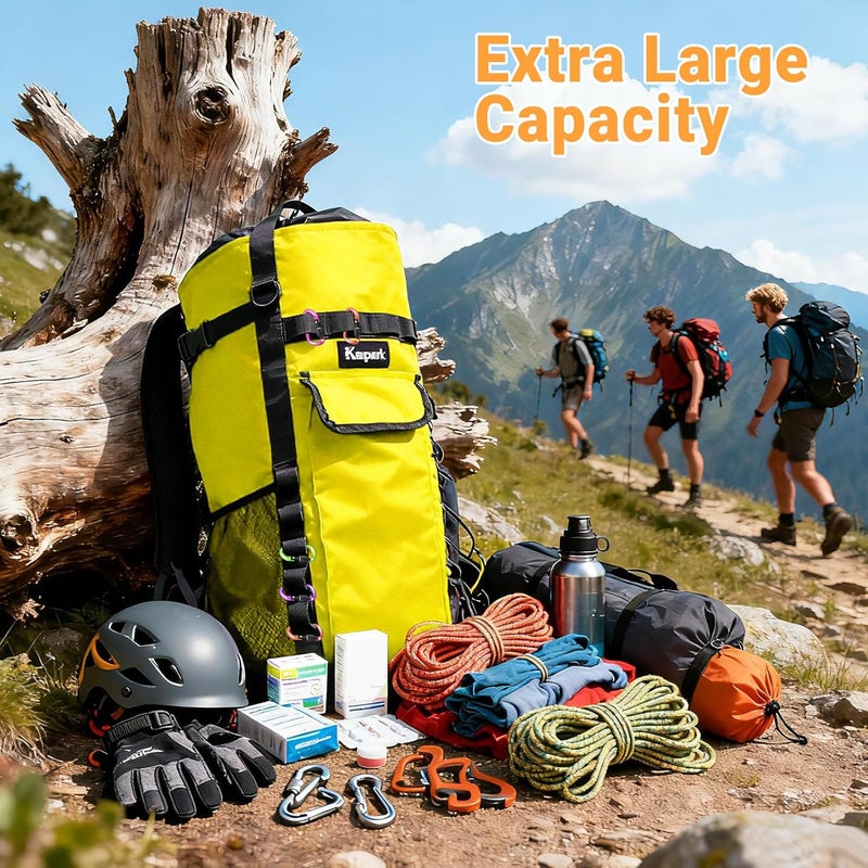 Keepark Store Rock Climbing Rope Storage Bag - Large Capacity Tree Rope Storage Backpack, Waterproof Oxford Outdoor Climbing Rope Bag With Adjustable Shoulder Straps - Yellow - Image 3